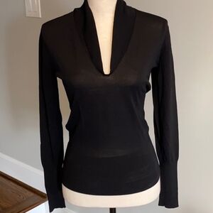 Zara Knit Black V-Neck Long Sleeve Women's Sweater